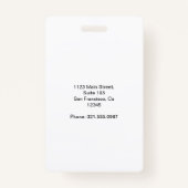 Badge ID photo employé Turquoise de l'entreprise (Dos)