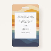 Badge ID photo employé unique de Retro Wavy Lines (Dos)