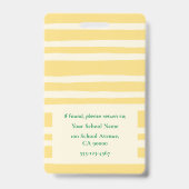 Badge ID Photo Enseignant Moderne avec Rayures Jau (Arrière)