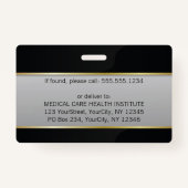 Badge ID photo Gold Professional Médicale Caduceus (Dos)