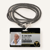 Badge ID photo Gold Professional Médicale Caduceus (Devant avec lanière)