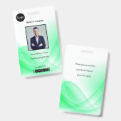 Badge ID photo Green Abstrait Wave Business (Recto et verso)