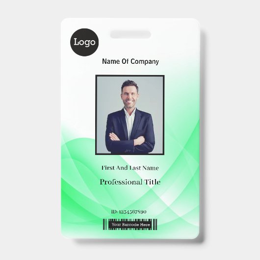 Badge ID photo Green Abstrait Wave Business (Face)