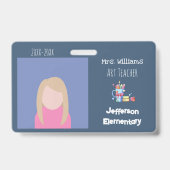 Badge ID photo horizontal bleu pour professeur d'a (Avant)