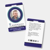 Badge ID photo Médicale de l'employé Personnaliser le ba (Avant & arrière)