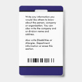 Badge ID photo Médicale de l'employé Personnaliser le ba (Arrière)