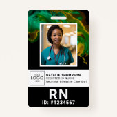 Badge ID photo Médicale employé customisé Green Lanyard (Devant)
