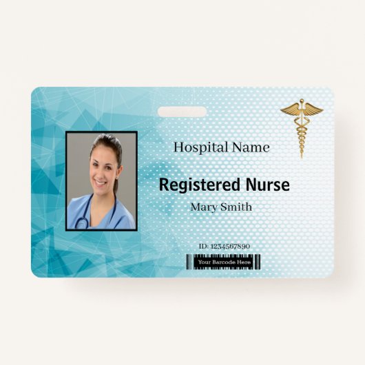Badge ID photo Médicale géométrique Caduceus (Devant)