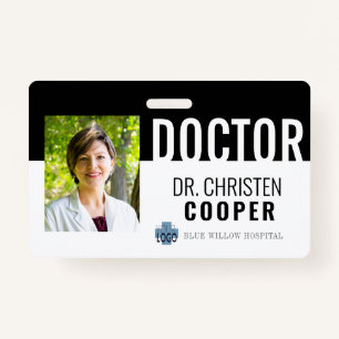 Badge ID photo minimaliste de l'hôpital Médicale noir