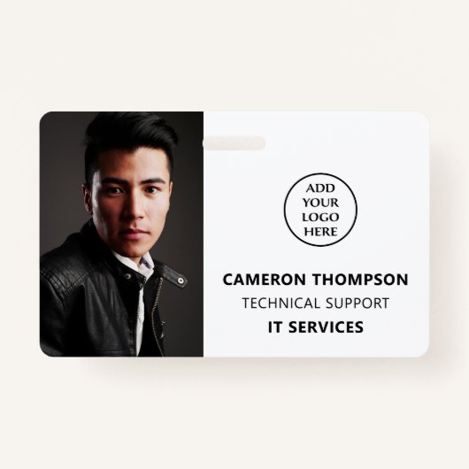 Badge ID photo moderne Logo d'entreprise Nom du personne (Devant)