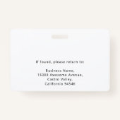 Badge ID photo moderne Logo d'entreprise Nom du personne (Dos)