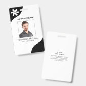 Badge ID photo noir modifiable de l'entreprise (Avant & arrière)