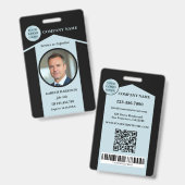 Badge ID photo noir professionnel (Recto et verso)