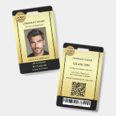 Badge ID photo noir professionnel Gold (Front & Back)