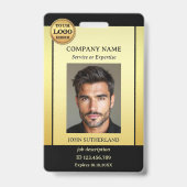 Badge ID photo noir professionnel Gold (Front)