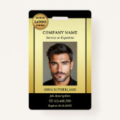 Badge ID photo noir professionnel Gold (Devant)