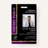 Badge ID photo Noir & Violet QR professionnel (Devant)