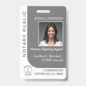 Badge ID photo personnalisée gris et blanc moderne (Front)
