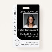 Badge ID photo personnalisée moderne Pro noir et blanc (Devant)