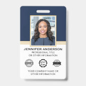 Badge ID photo professionnel classique Blue Gold (Avant)