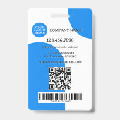 Badge ID photo rétro bleu blanc gras (Arrière)
