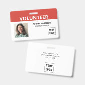 Badge ID photo simple bénévole (Avant & arrière)