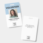 Badge ID photo simple bénévole (Avant & arrière)