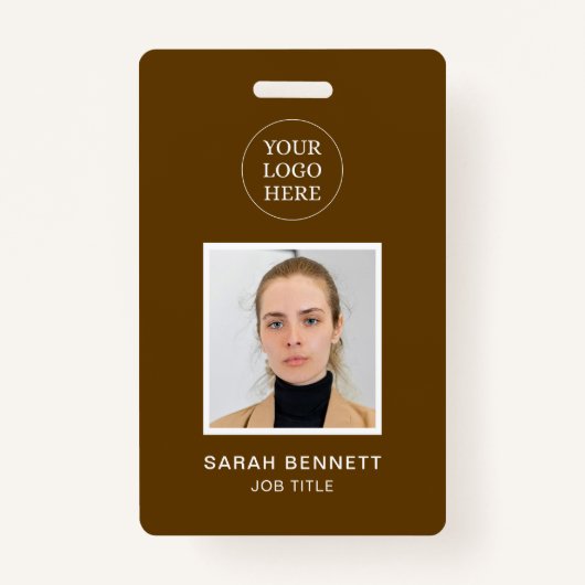 Badge ID photo simple Brown pour employé professionnel (Devant)