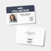 Badge ID photo simple de Bénévole (Avant & arrière)