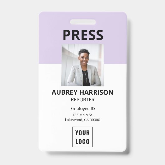 Badge ID photo simple Press (Avant)
