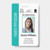 Badge ID photo Turquoise de l'employé Médicale de l'hôpi (Front)