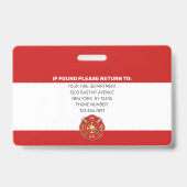 Badge ID pompier photo moderne (Dos)