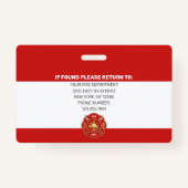 Badge ID pompier photo moderne (Dos)