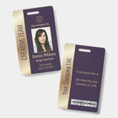 Badge ID pourpre de l'employé d'entreprise personnalisé (Avant & arrière)