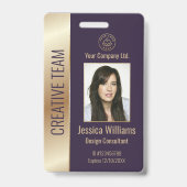 Badge ID pourpre de l'employé d'entreprise personnalisé (Avant)