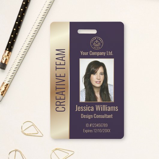 Badge ID pourpre de l'employé d'entreprise personnalisé