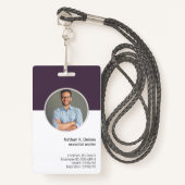 Badge ID pourpre | ID photo de l'employé Sécurité de la  (Devant avec lanière)