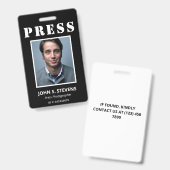 Badge ID presse photo noir simple (Recto et verso)