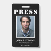 Badge ID presse photo noir simple (Face)