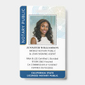 Badge ID QR Code Photo de Notaire Public de Style Navy B (Avant)