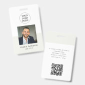 Badge ID QR professionnel gris minimaliste (Avant & arrière)