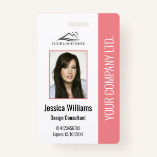 Badge ID rose d'employé d'entreprise moderne personnalis