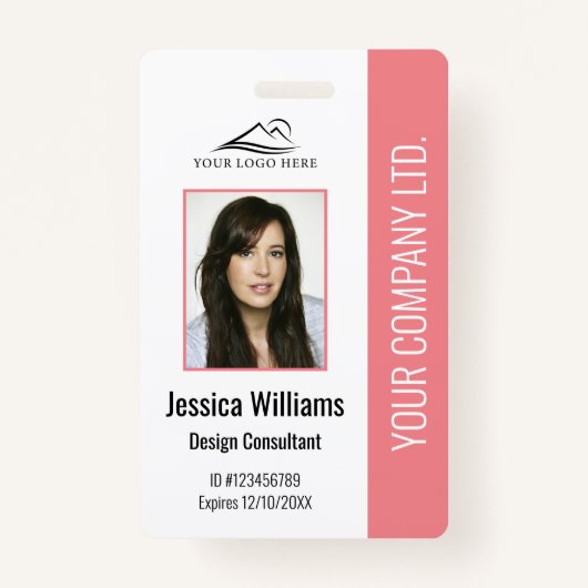 Badge ID rose d'employé d'entreprise moderne personnalis (Devant)