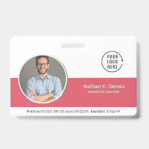 Badge ID rose ID photo de l'employé Sécurité de la soc