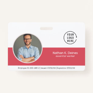Badge ID rose ID photo de l'employé Sécurité de la soc