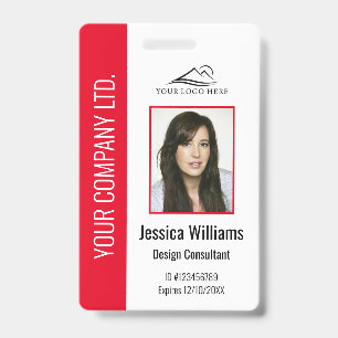 Badge ID rouge employé d'entreprise personnalisé