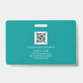 Badge ID sarcelle | Société de sécurité de la carte d'id (Arrière)