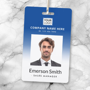 Badge ID titre du nom de l'employé du dégradé bleu ph