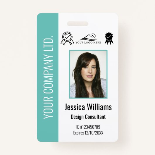 Badge ID Turquoise d'employé agréé d'entreprise personna (Devant)