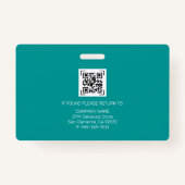 Badge ID TURQUOISE | ID photo de l'employé Sécurité de l (Dos)